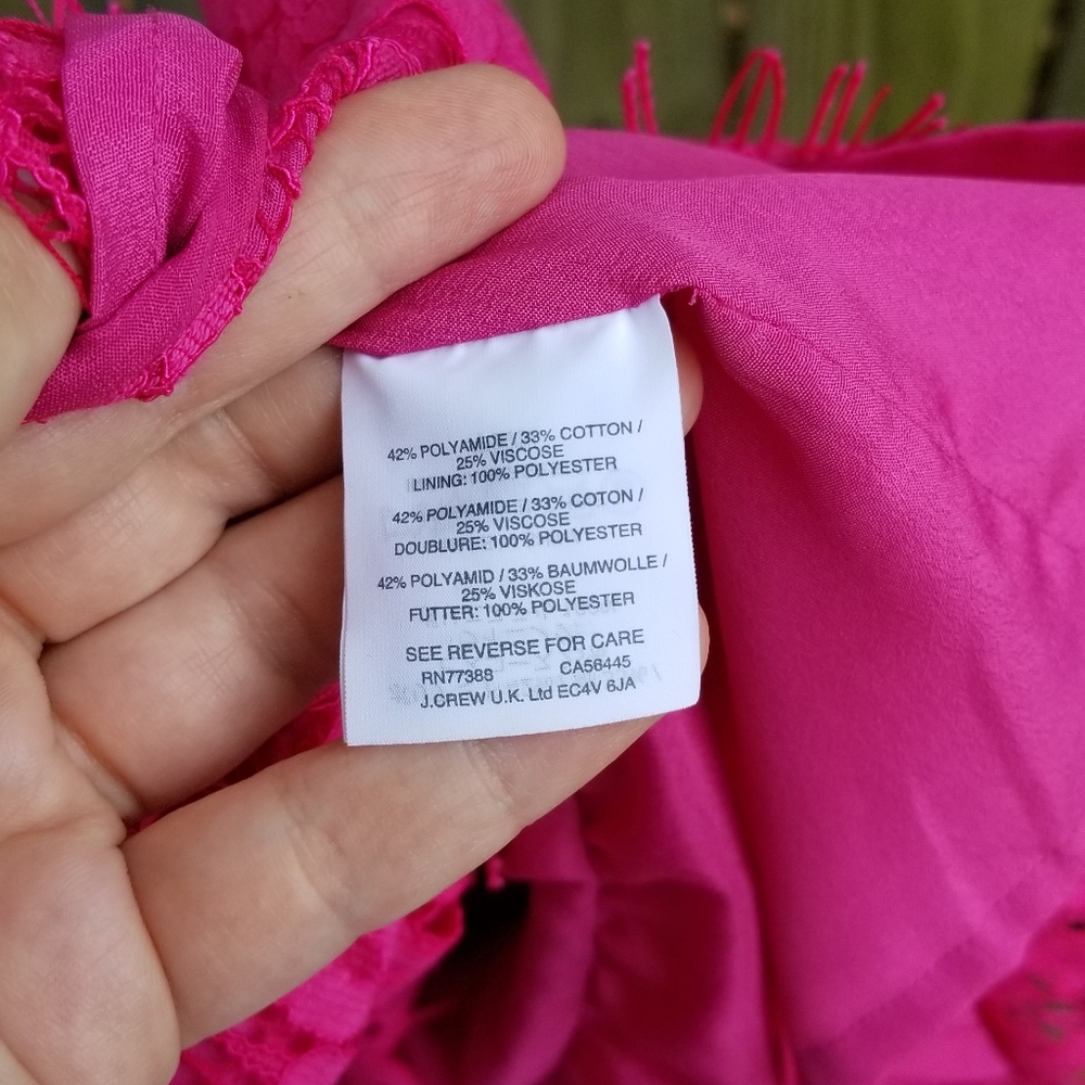 J Crew Hot Pink Peplum Lace Sleveless Top - Picture 5 of 7